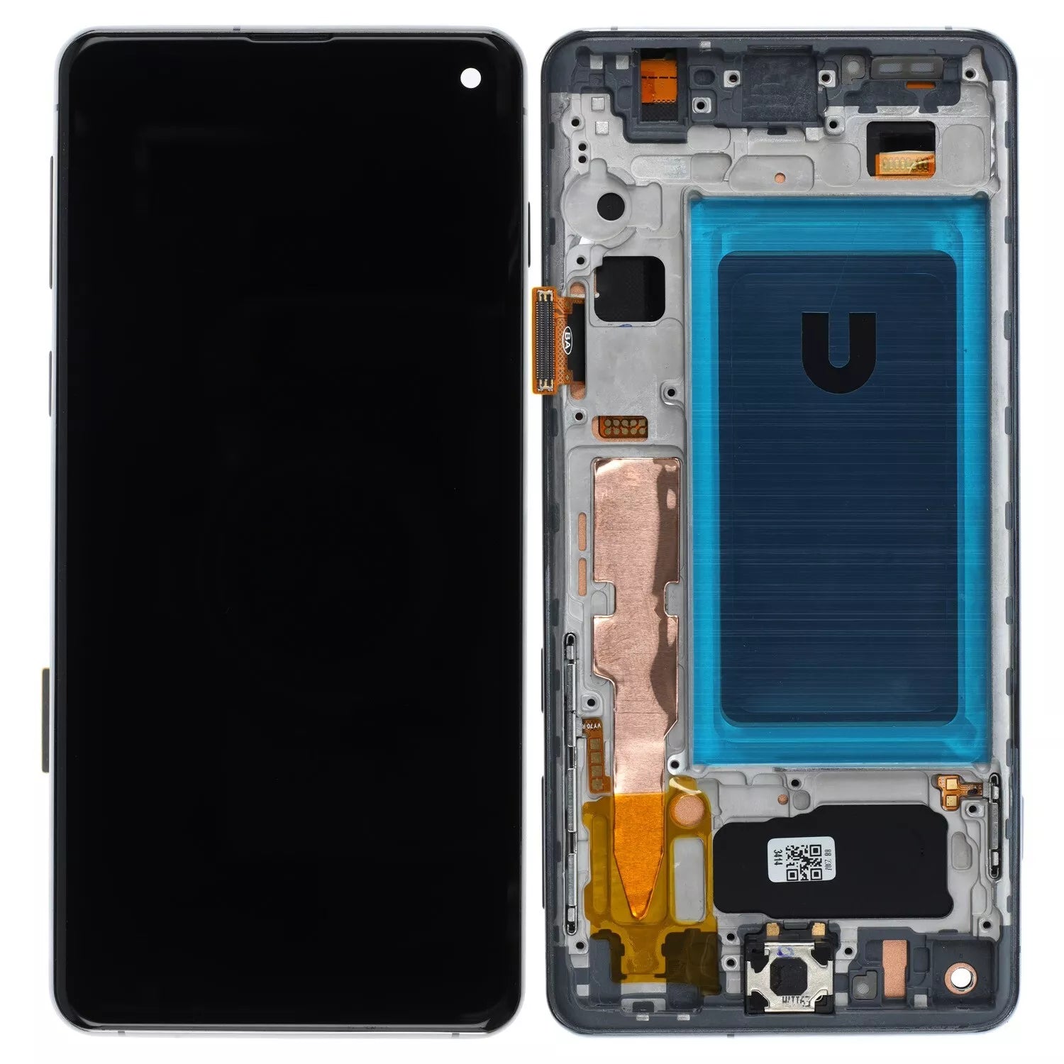 Display (With Frame) kompatibel mit Samsung Galaxy S10 (SM-G973) Silber Service Pack