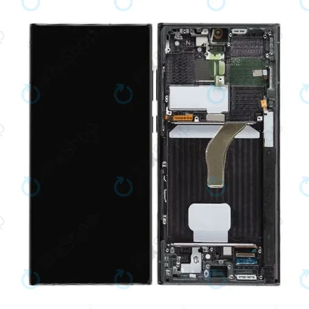Display (With Frame) kompatibel mit Samsung Galaxy S22 Ultra (SM-S908U) Schwarz Service Pack